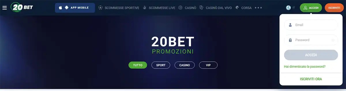 Online betting promotions page showing navigation menu and login form on the right side
