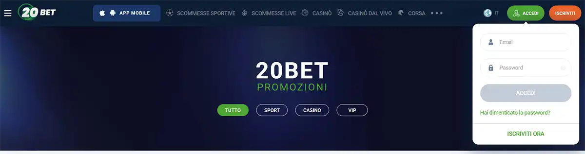 Online betting promotions page showing navigation menu and login form on the right side